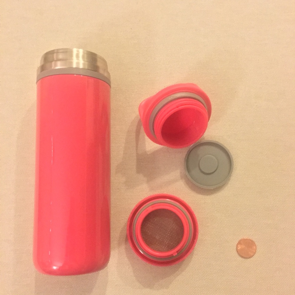 David’s Tea travel mug with tea steep attachment